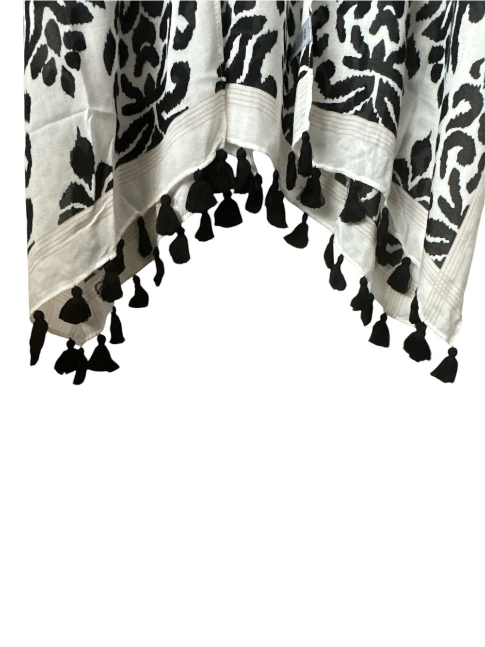 NORDSTROM OSFM Black & White Printed Summer Kimono With Armhole And Tassels - Picture 6 of 7